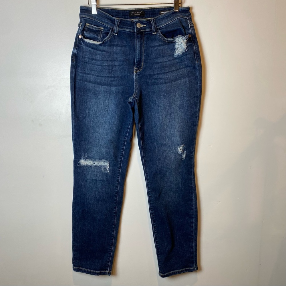 Judy Blue Boyfriend Fit Dark Wash Distressed Women’s Jeans Denim 9/29